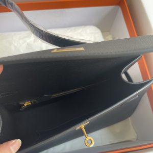 HERMES KELLY SELLIER EN DESORDRE EPSOM GOLD-TONED HARDWARE BLACK 25CM