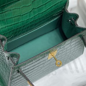 HERMES MINI KELLY K20 GOLD-TONED HARDWARE DARK GREEN 20CM