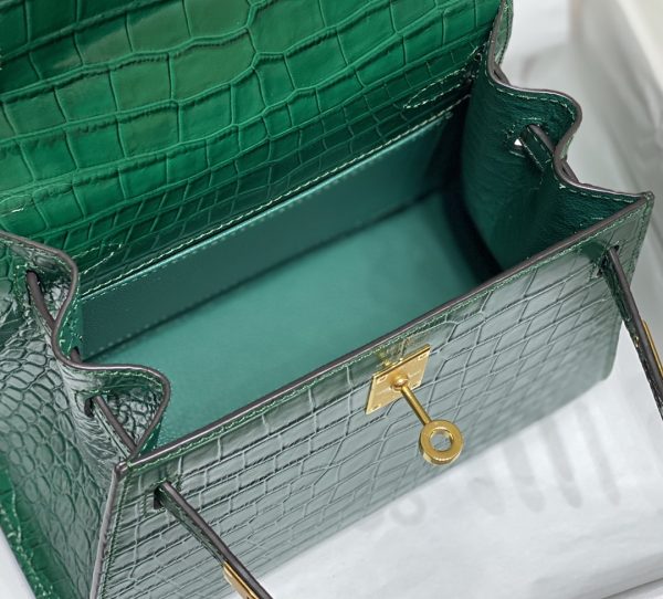 HERMES MINI KELLY K20 GOLD-TONED HARDWARE DARK GREEN 20CM