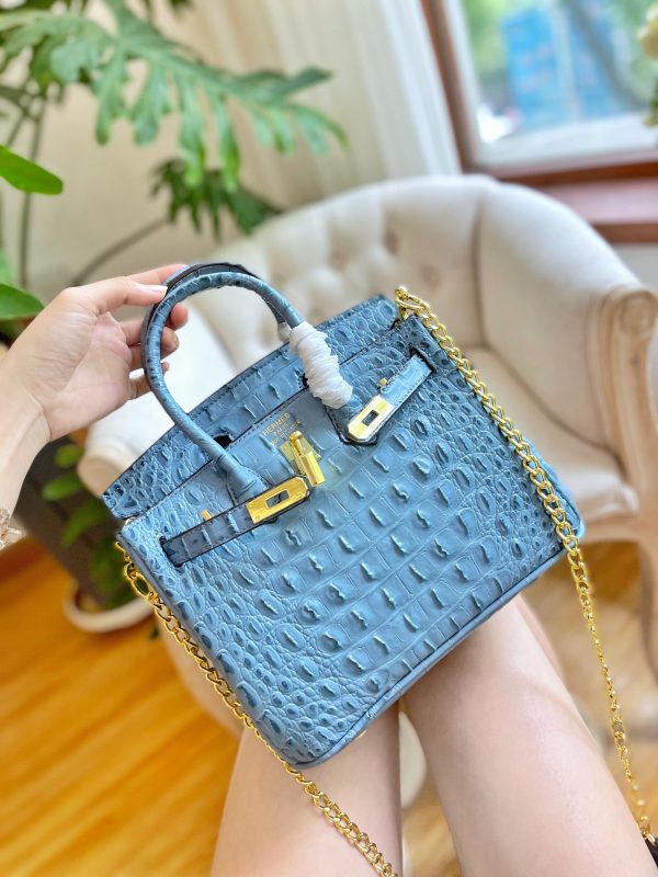 HERMES BIRKIN MINI CROCODILE BLUE 20CM