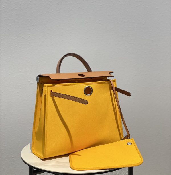 HERMES HERBAG ZIP 31 BAG PALLADIUM HARDWARE YELLOW 31CM