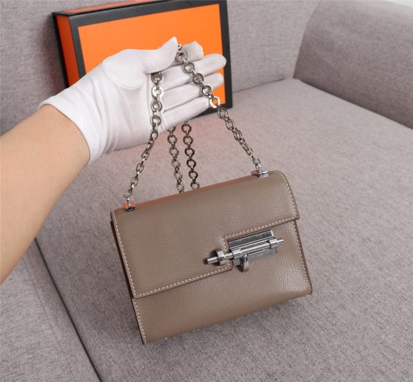 HERMES VERROU CHAINE BAG GREY 17CM