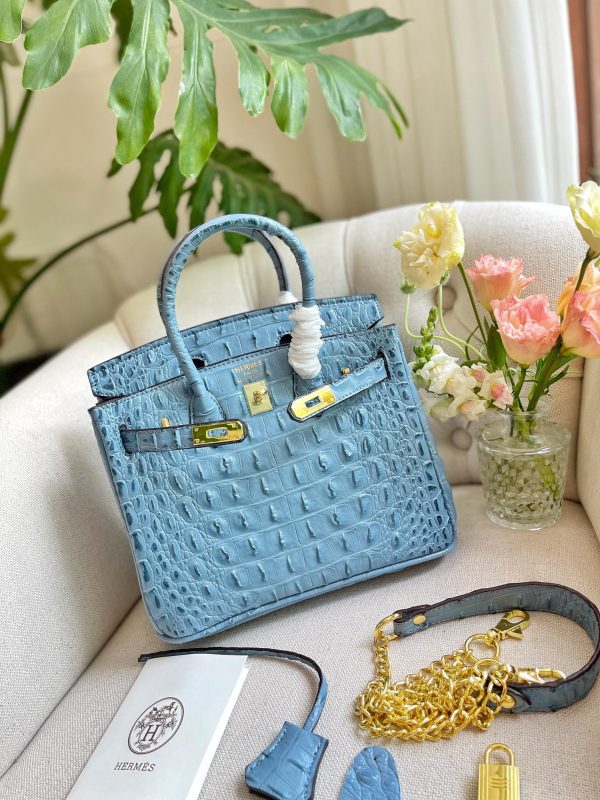 HERMES BIRKIN MINI CROCODILE BLUE 20CM