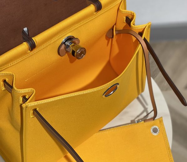 HERMES HERBAG ZIP 31 BAG PALLADIUM HARDWARE YELLOW 31CM