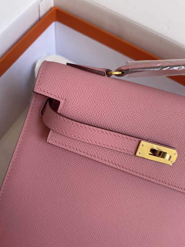 HERMES KELLY SELLIER EN DESORDRE EPSOM GOLD-TONED HARDWARE PINK 25CM