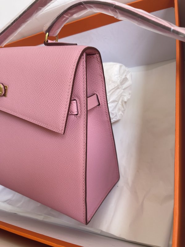 HERMES KELLY SELLIER EN DESORDRE EPSOM GOLD-TONED HARDWARE PINK 25CM