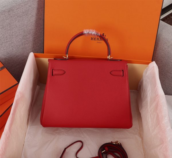 HERMES KELLY RED SELLIER ROUGE EPSOM GOLD HARDWARE 32CM