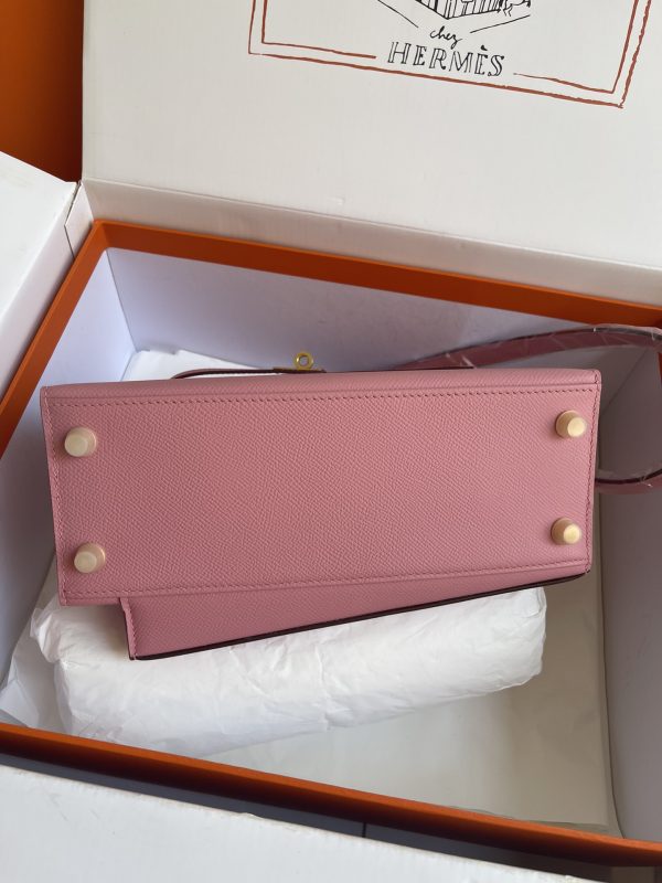 HERMES KELLY SELLIER EN DESORDRE EPSOM GOLD-TONED HARDWARE PINK 25CM