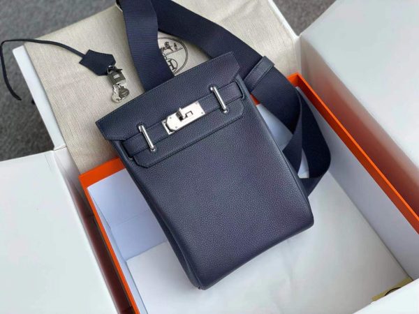 HERMES HAC A DOS TOGO BACKPACK PALLADIUM HARDWARE NAVY BLUE 29CM