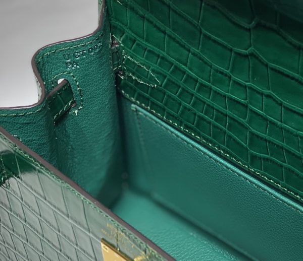 HERMES MINI KELLY K20 GOLD-TONED HARDWARE DARK GREEN 20CM