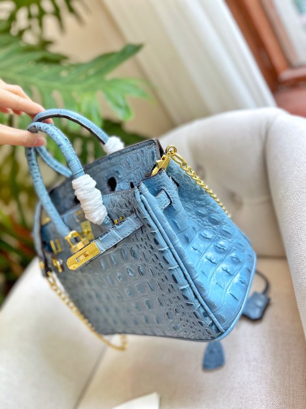 HERMES BIRKIN MINI CROCODILE BLUE 20CM