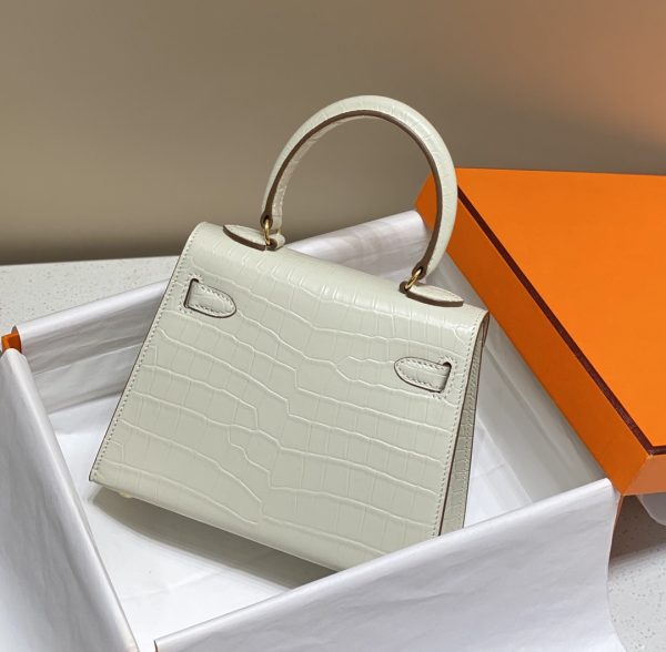 HERMES MINI KELLY K20 GOLD-TONED HARDWARE WHITE 20CM