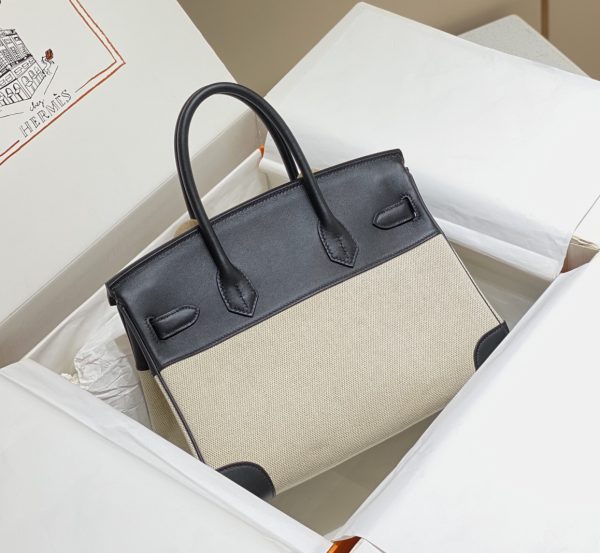 HERMES BIRKIN 25 BI-MATERIAL GOLD TONED HARDWARE BLACK 25CM