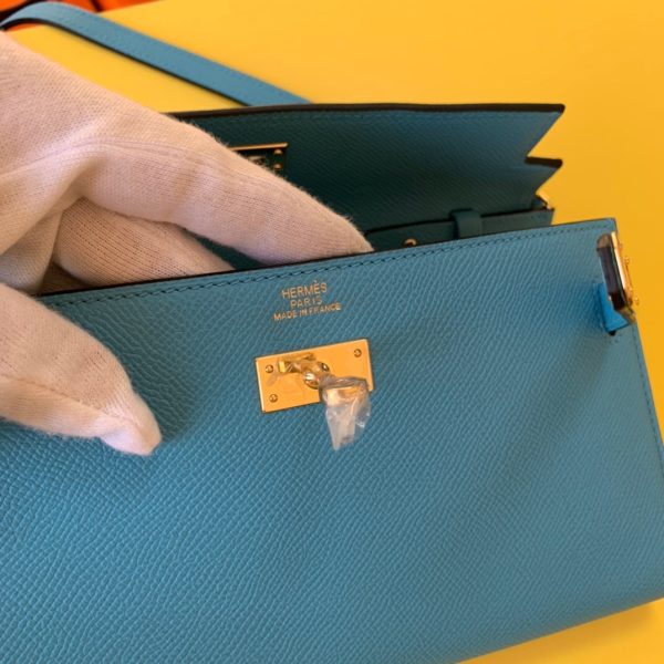 HERMES KELLY CLASSIQUE TO GO WALLET BLUE