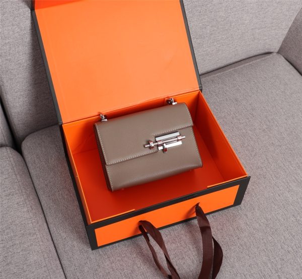 HERMES VERROU CHAINE BAG GREY 17CM