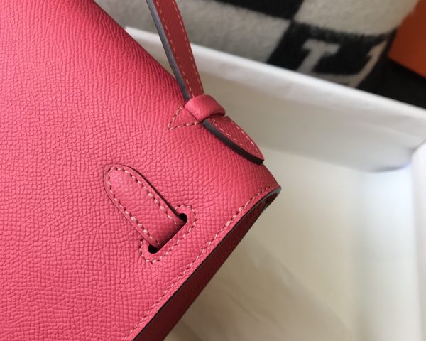 HERMES MINI KELLY POCHETTE GOLD TONED HARDWARE PINK 22CM