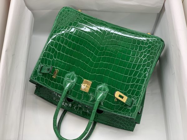 HERMES BIRKIN 30 CROCODILE GOLD-TONED HARDWARE DARK GREEN