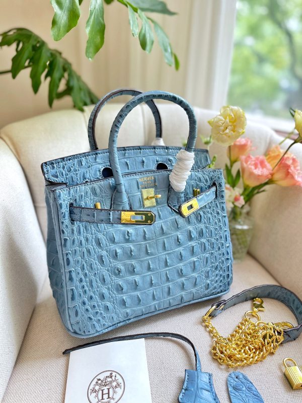 HERMES BIRKIN MINI CROCODILE BLUE 20CM