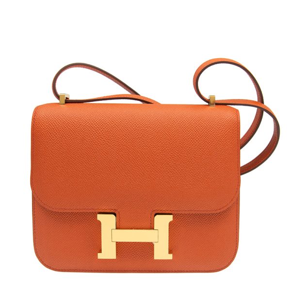 HERMES CONSTANCE MINI EPSOM GOLD-TONED HARDWARE ORANGE 18CM