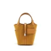 HERMES PICOTIN CARGO DESERT TOILE CANVAS WITH PALLADIUM HARDWARE GOLDEN BROWN 18CM