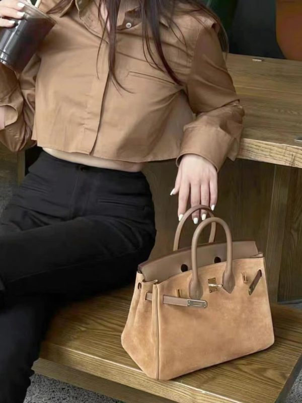 HERMÈS BIRKIN 35 GRIZZLY ARGILE VEAU DOBLIS SUEDE BEIGE 29CM