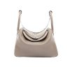 HERMES LINDY MINI BAG LIGHT GREY WITH SILVER HARDWARE 19CM