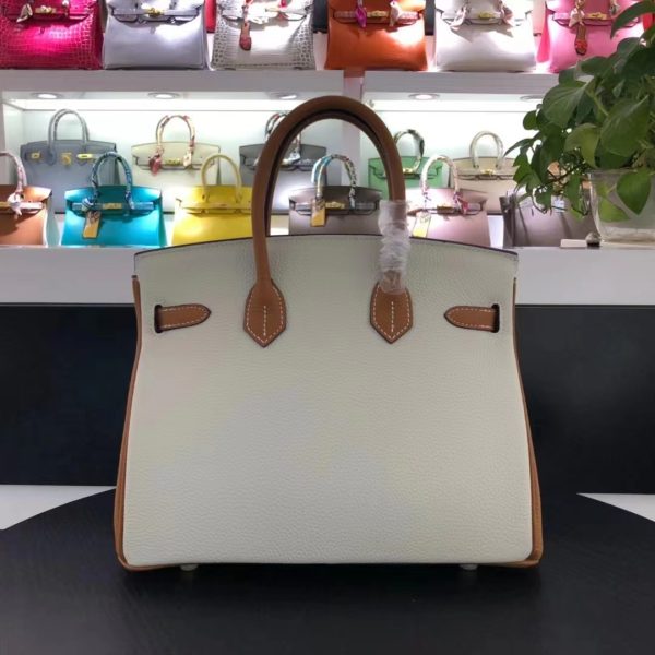 HERMES BIRKIN TOGO LEATHER GOLD HARDWARE BEIGE BROWN 30CM