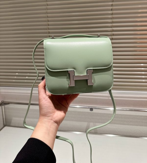 HERMES CONSTANCE LEATHER BAG AVOCADO GREEN 18CM