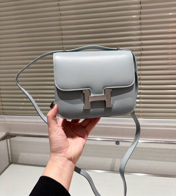 HERMES CONSTANCE LEATHER BAG GREY 18CM