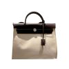 HERMES HERBAG ZIP 31 BAG PALLADIUM HARDWARE BROWN BEIGE 31CM