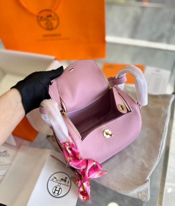 HERMES LINDY MINI BAG ROSE SAKURA WITH GOLD HARDWARE 19CM