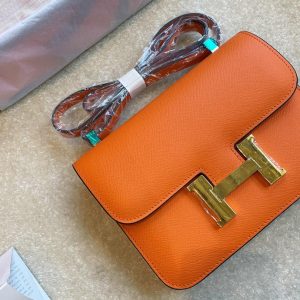 HERMES CONSTANCE MINI EPSOM GOLD-TONED HARDWARE ORANGE 18CM