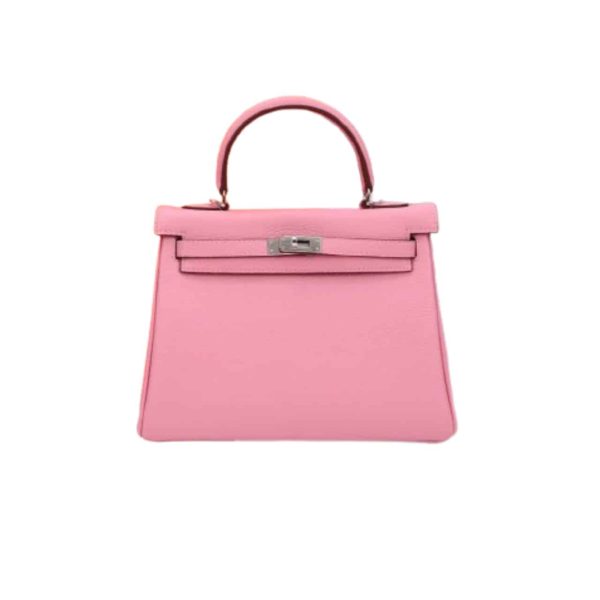 HERMÈS KELLY 28 SELLIER HANDBAG IN ROSE CONFETTI EPSOM LEATHER WITH PALLADIUM HARDWARE 28CM