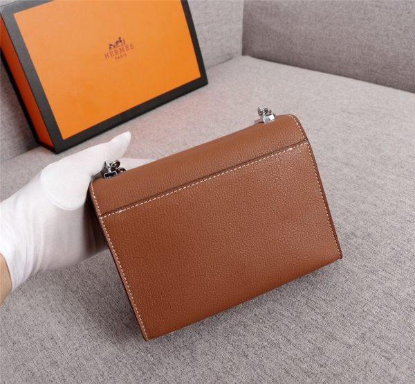 HERMÈS VERROU MINI BROWN CANVAS 17CM