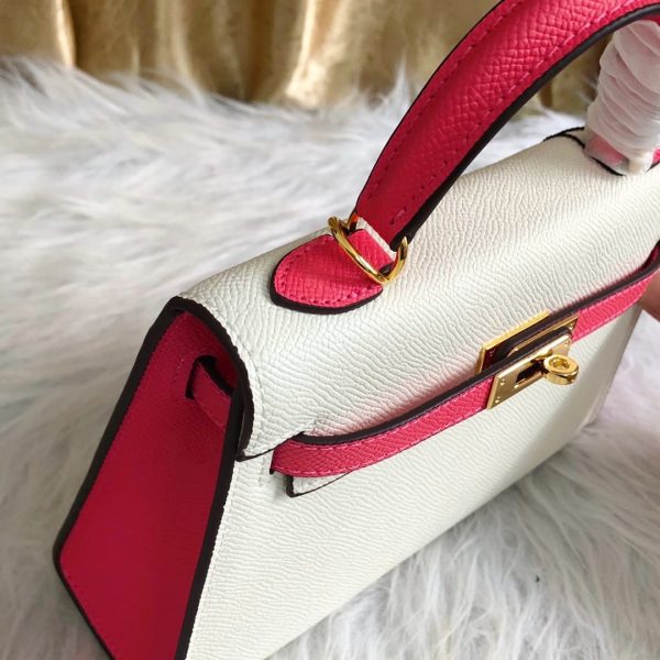 HERMÈS HSS KELLY SELLIER AZALEE EPSOM GOLD HARDWARE NATA AND ROSE 22CM