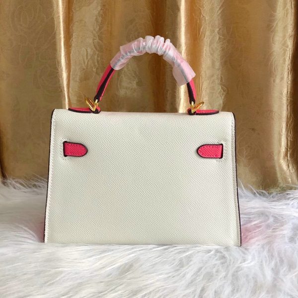 HERMÈS HSS KELLY SELLIER AZALEE EPSOM GOLD HARDWARE NATA AND ROSE 22CM