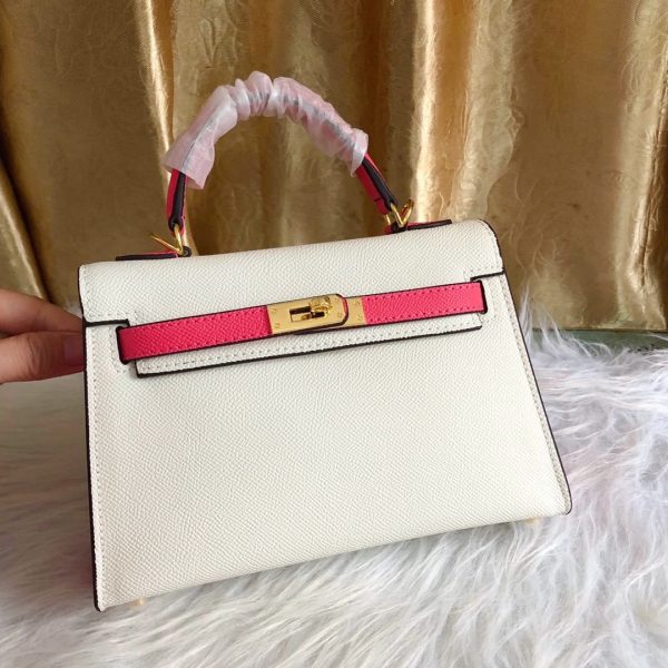 HERMÈS HSS KELLY SELLIER AZALEE EPSOM GOLD HARDWARE NATA AND ROSE 22CM