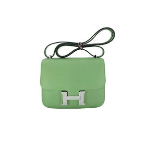 HERMES CONSTANCE EPSOM 3I AVOCADO GREEN CROCODILE & LIZARD BUCKLE 18CM