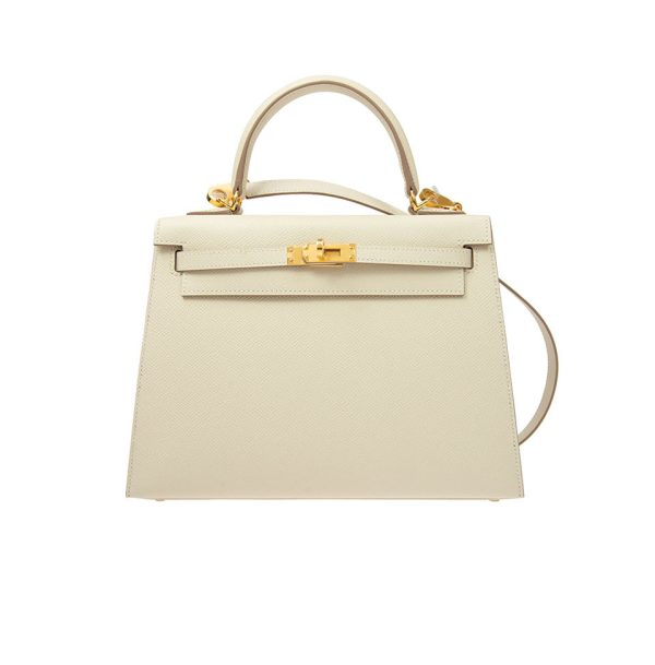 HERMES KELLY WHITE SELLIER ROUGE EPSOM GOLD HARDWARE 32CM