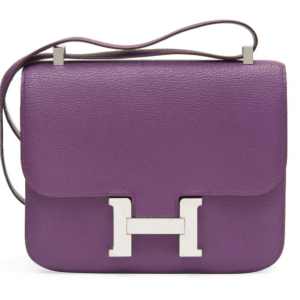 HERMES CONSTANCE MINI EPSOM SILVER-TONED HARDWARE VIOLET 14CM