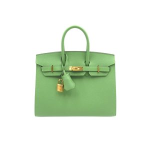 HERMÈS BIRKIN B25 TOGO GRENAT GHW GREEN 20CM