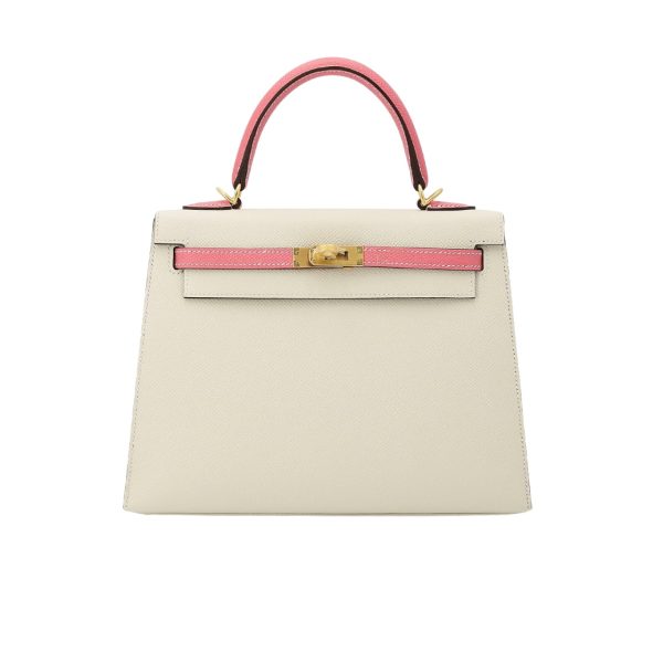 HERMÈS HSS KELLY SELLIER AZALEE EPSOM GOLD HARDWARE NATA AND ROSE 22CM