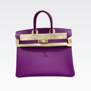 HERMES KELLY ROUGE EPSOM SILVER HARDWARE PURPLE 32CM