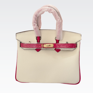 HERMES BIRKIN MINI GOLD HARDWARE EPSOM WHITE & PINK 20CM