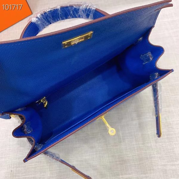 HERMES KELLY 25  GOLD HARDWARE EPSOM LEATHER BLUE ELECTRIC