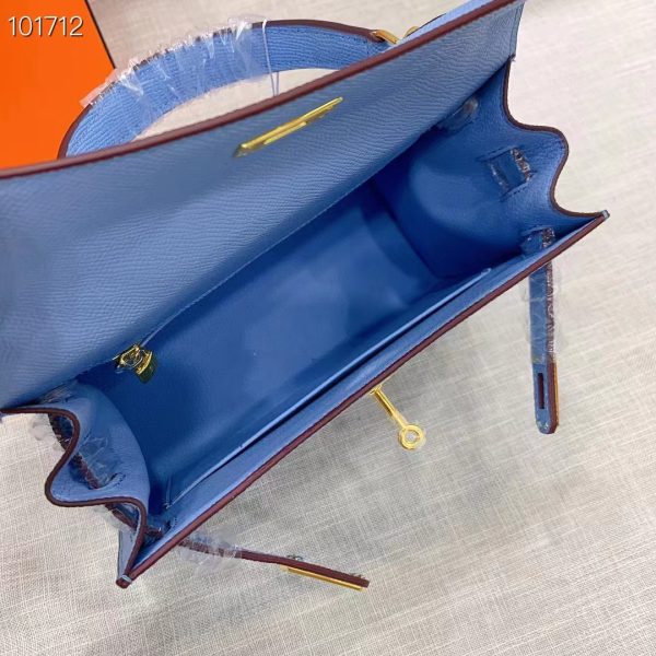 HERMES KELLY NEW BLUE GOLD HARDWARE EPSOM 25