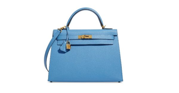 HERMES KELLY NEW BLUE GOLD HARDWARE EPSOM 25