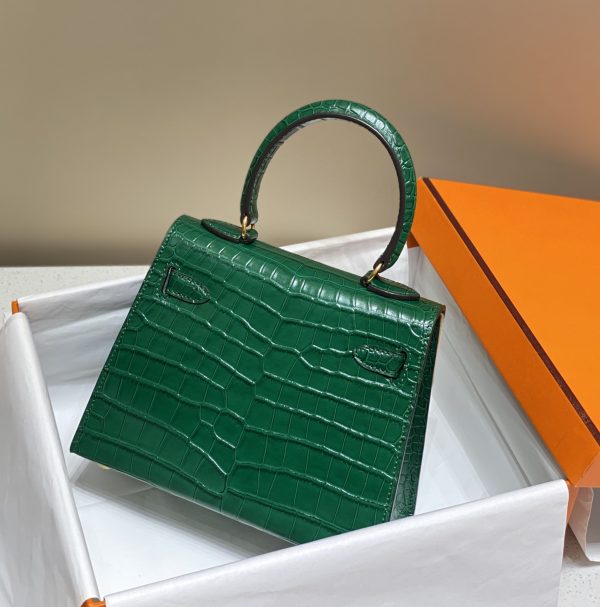 HERMES MINI KELLY K20 GOLD-TONED HARDWARE DARK GREEN 20CM