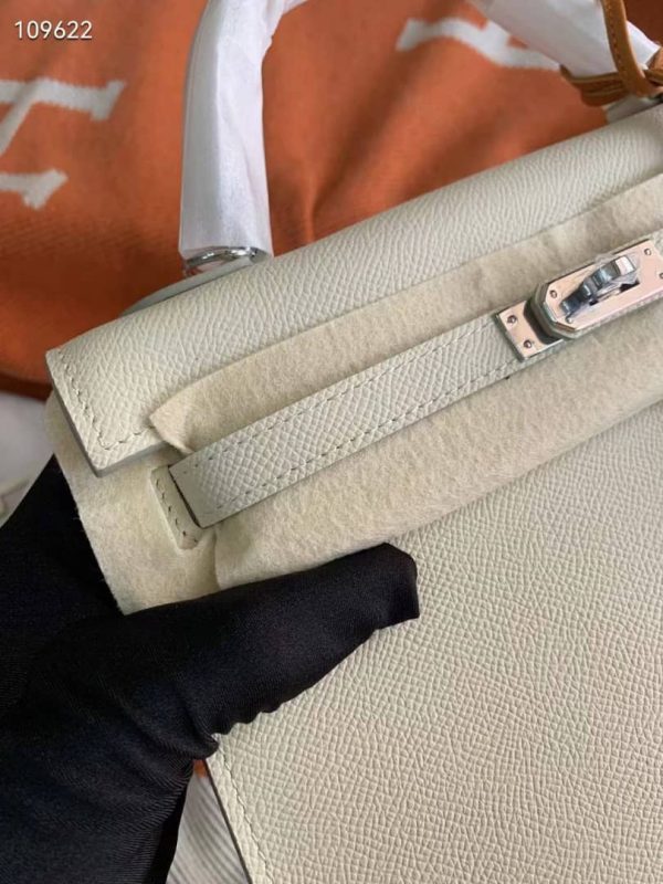 HERMES KELLY 28 EPSOM LIGHT BEIGE 28CM SILVER HARDWARE