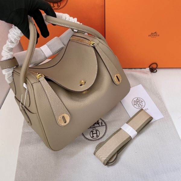 HERMES LINDY MINI TOGO BAG GOLD HARDWARE BEIGE 19CM